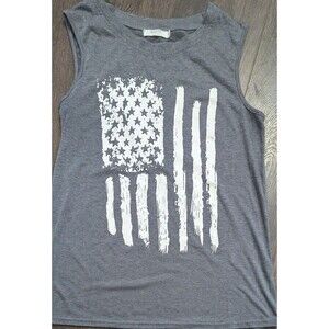 Haute Women's American Flag Tank Top Distressed Size Small